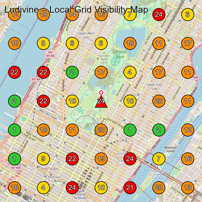 Ludivine Women'S Clothing Store GeoGrid ranking map for New York NY